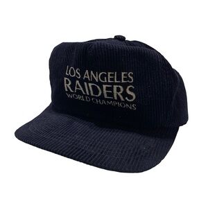 80’s Los Angeles Raiders Vintage World Champions Black Corduroy Strap Hat Vegas